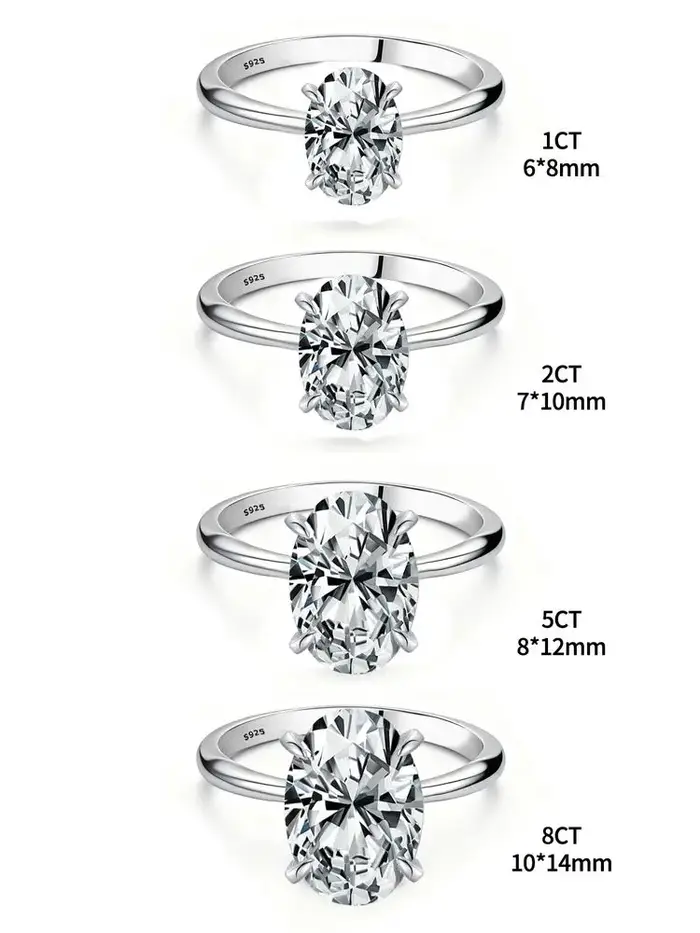 ROUSLY – bague ovale en argent Sterling 925 brillant pour femmes, pierre ovale en Zircon de 1 à 8CT,
