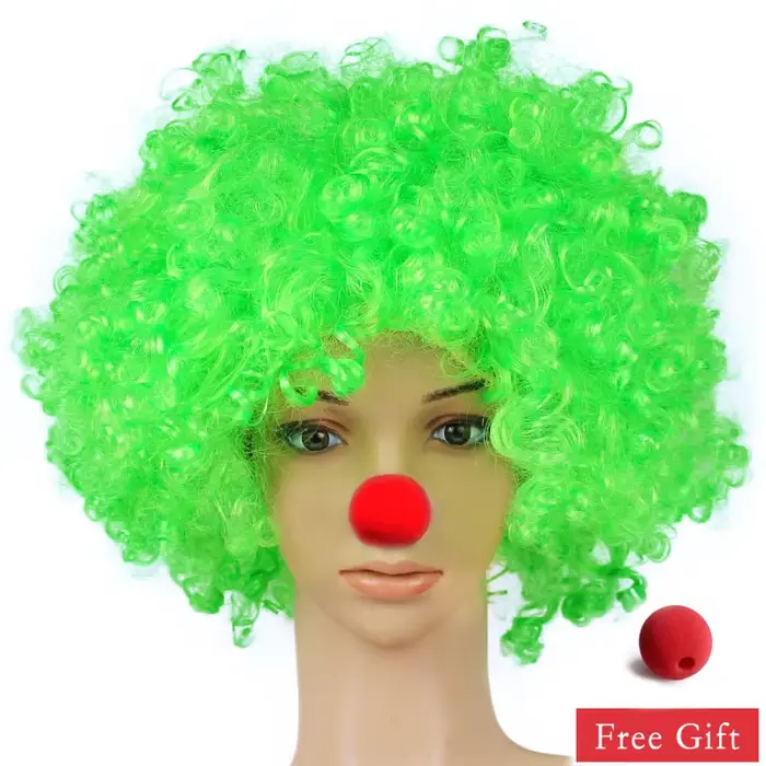 Farebné vysokoteplotné vlákno klaun parochňa pre Cosplay a karnevalové udalosti Okamžitá transformácia pre ženy a mužov Špeciálne príležitosti a kostýmové večery