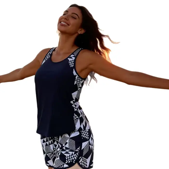 Štýlové polyesterové plážové bikiny s diskrétnou potlačou pre ženy letné príležitosti a relaxáciu