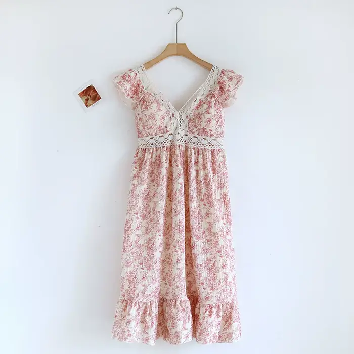 Robe de nuit en fibre de coton pur pour femmes, vêtements de nuit à col en V, vêtements de nuit pour la maison, pyjama d'été