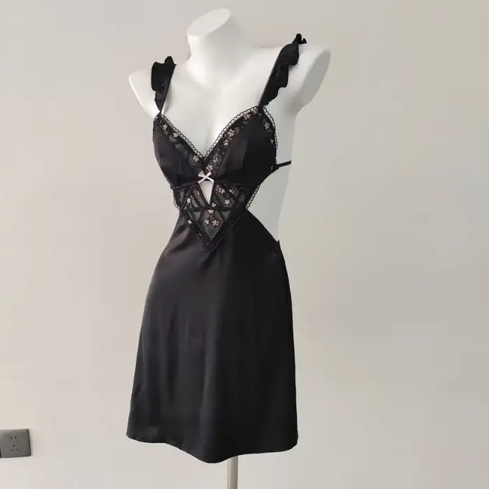 Dámska vyšívaná nočná košeľa, francúzska spodná bielizeň, sexy nočná košeľa, čisté relaxačné oblečenie, pyžamo bez ramienok, vysoká kvalita, nové