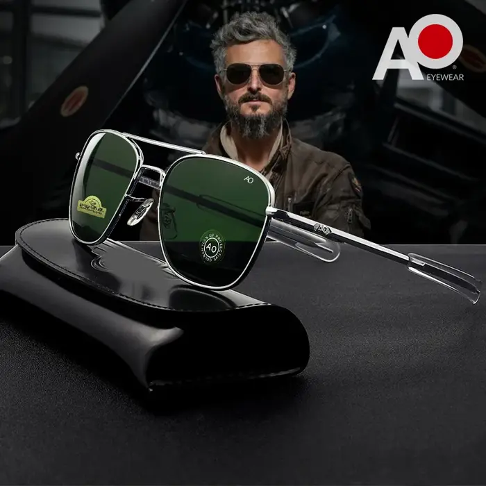 1 pièces/3 pièces pilote mode lunettes hommes Top qualité marque concepteur verre trempé lentille AO