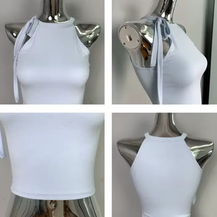 Dongdaemun – Camisole courte et Sexy pour fille épicée, épaules dénudées, débardeur à lacets, mode femme, couleur unie, haut court polyvalent