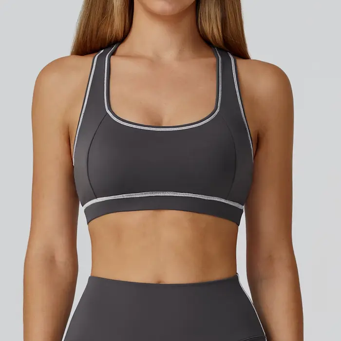Soutien-gorge de sport brossé pour femme avec dos nageur, débardeur de yoga, vêtements de sport pour