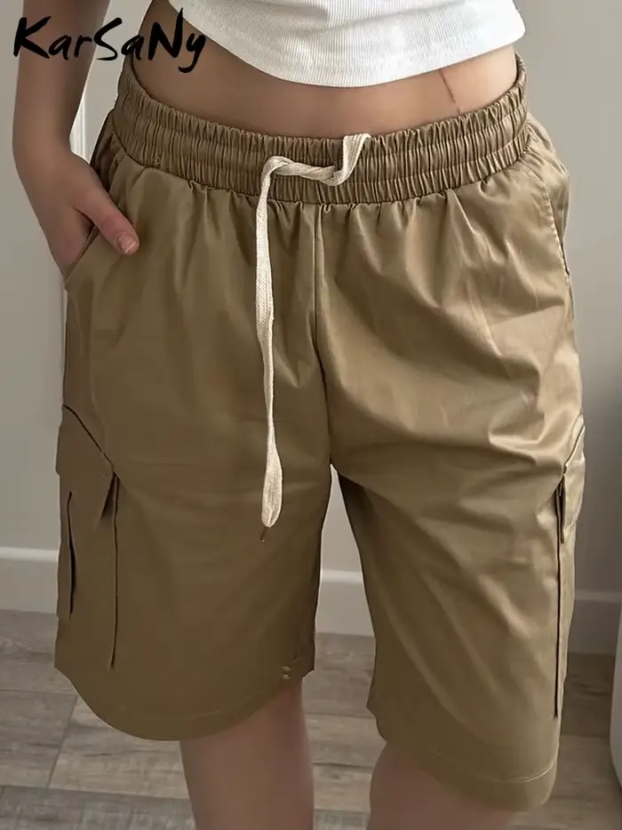 Dámske cargo šortky s vysokým pásom