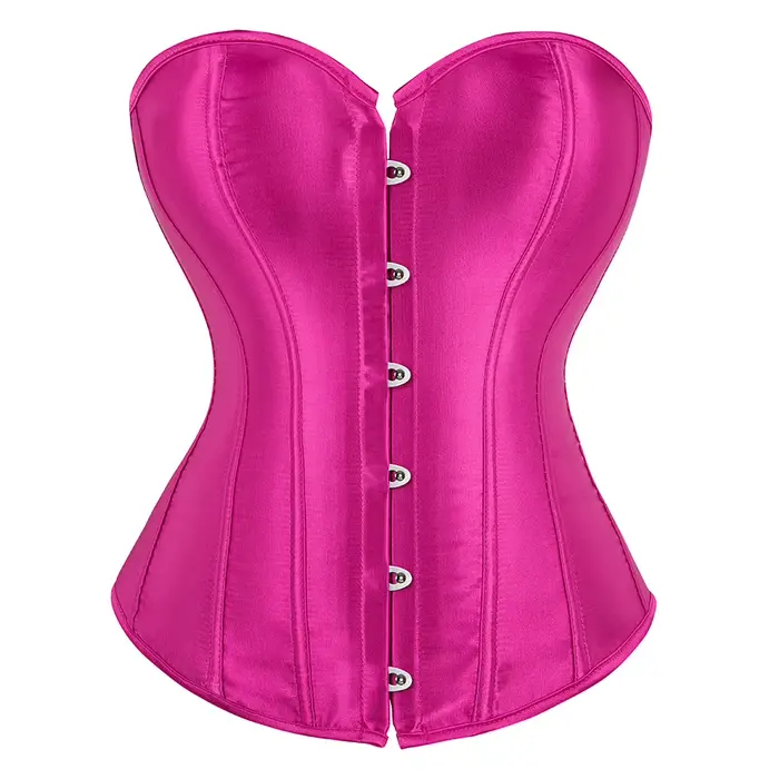 Sexi korzetový bustier so šnurovaním pre ženy ružový viktoriánsky top Korzet veľkej veľkosti Vintage Saténový