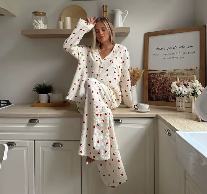Dámske pyžamo srdiečkový vzor