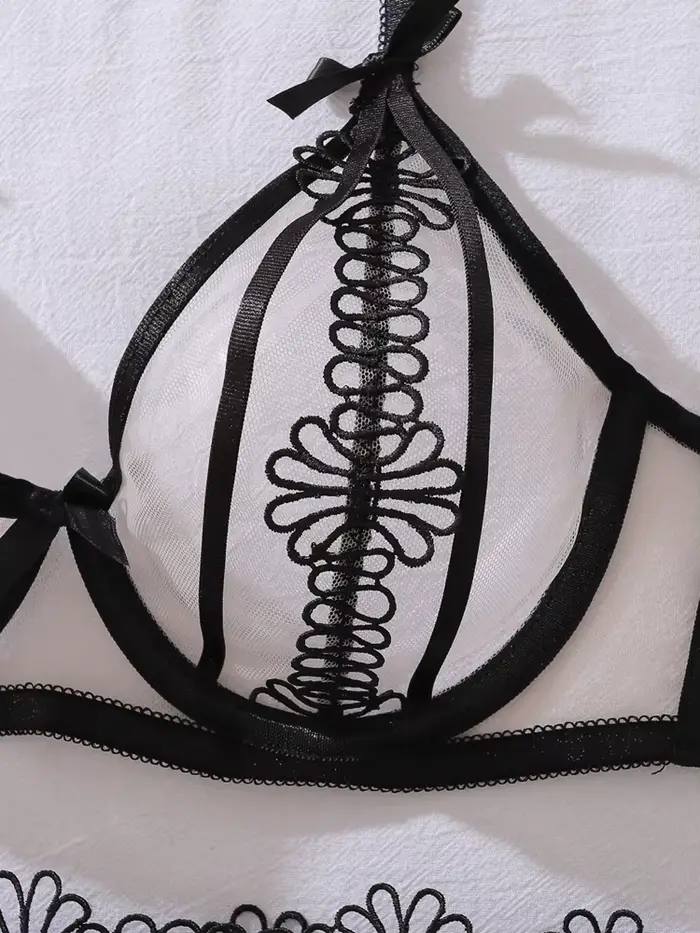 Belamimi – sexy vyšívané spodné prádlo pre ženy, podprsenka a spodná bielizeň set, luxusné letné spodné prádlo, 4-dielna sada, sexy a pohodlné spodné prádlo