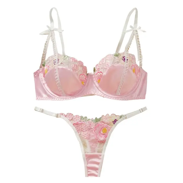 Ensemble soutien-gorge et culotte sexy pour femme, sous-vêtements transparents, mignon, exotique, broderie forale, costume 자옷 artenекек ». onderь.......