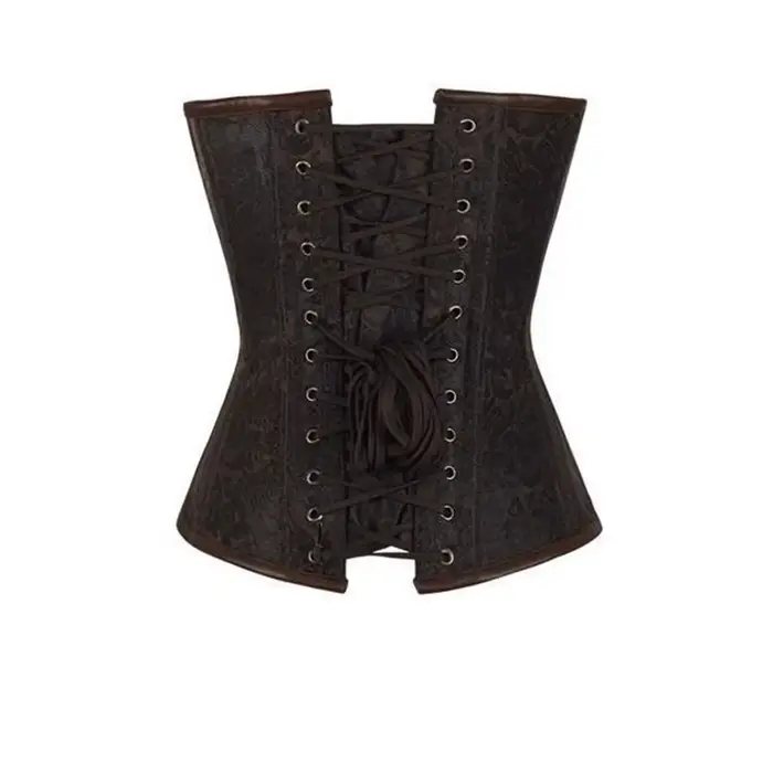 Corset Steampunk Marron à Lacets pour Femme, Vêtement de Corps Gothique, Bustier Vintage Burlesque, Taille Gothique