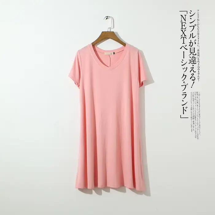 Fdfklak Neformálne nočná košeľa Voľná Dámske krátky rukáv Sexy V-Neck nočná košeľa Letné šaty Bavlna nočná košeľa Dámske nočné košele