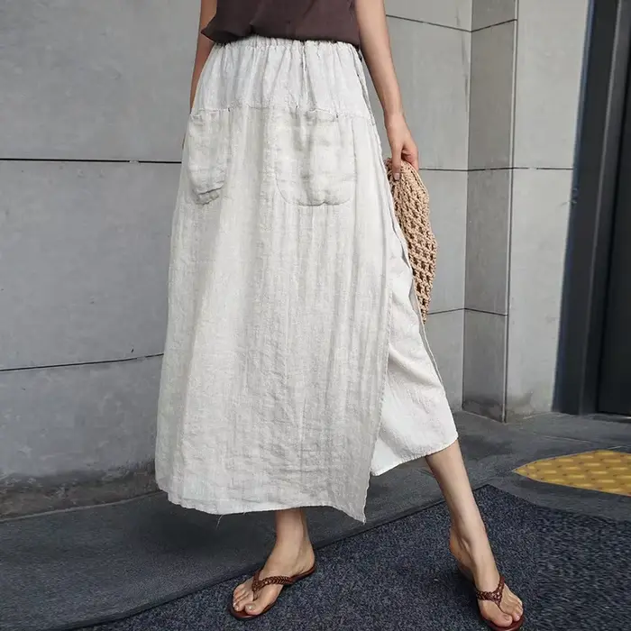 Dámske vintage letné nohavice 100% ľan
