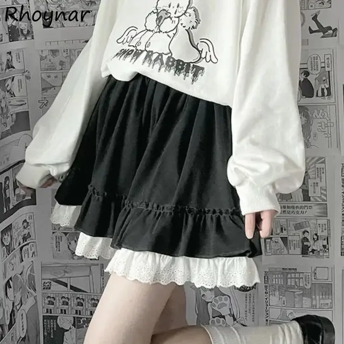 Jupes d'été pour femmes, jolies, simples, patchwork, loisirs, style japonais rétro, taille haute, 03