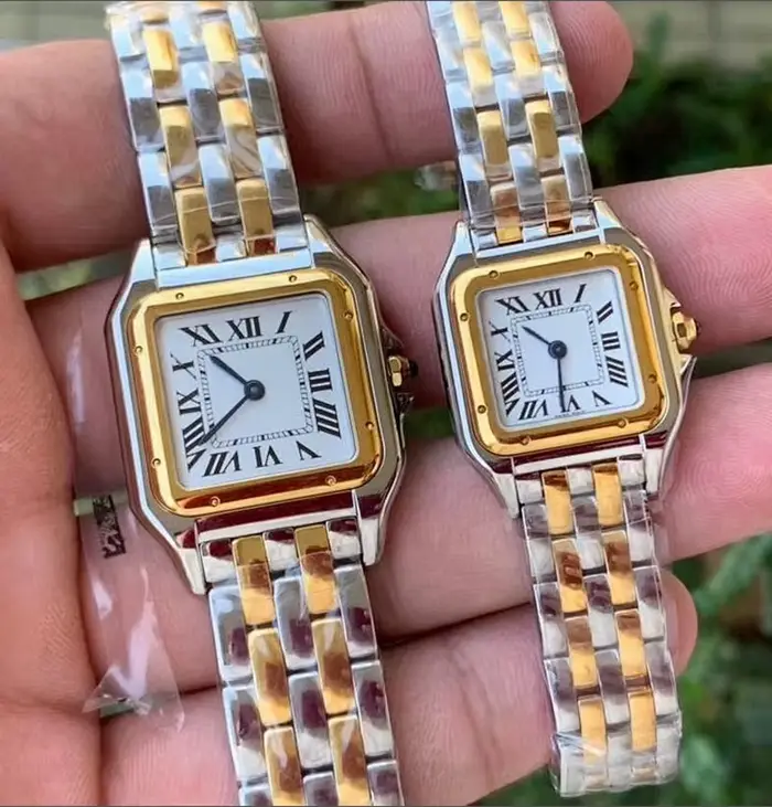 Montres-bracelets de marque pour femmes et filles, cadran carré de 22mm 27mm, bracelet en acier de b