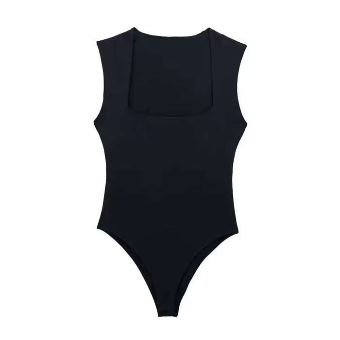 MUJER 2025 čierne ženské body s hranatým výstrihom bez rukávov modré biele Sexy priliehavé