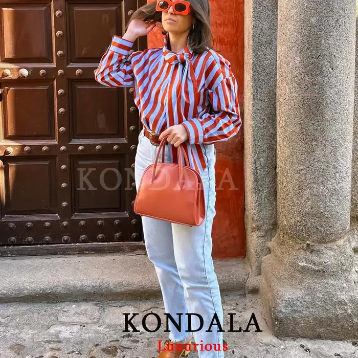 Kondala Vintage blúzka v polyestere s gombíkami pre ženy špeciálne príležitosti jarné leto