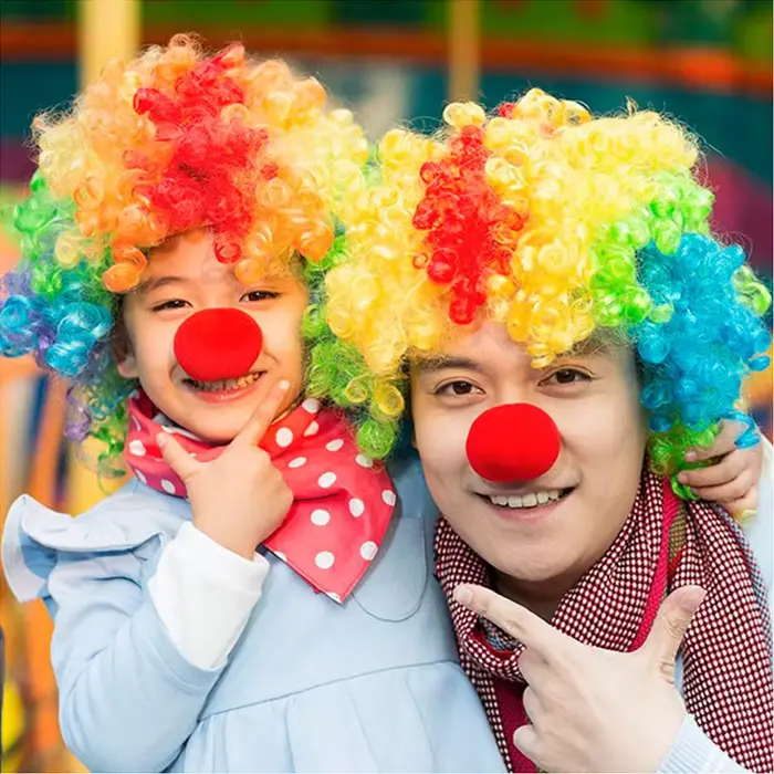 Farebné vysokoteplotné vlákno klaun parochňa pre Cosplay a karnevalové udalosti Okamžitá transformácia pre ženy a mužov Špeciálne príležitosti a kostýmové večery