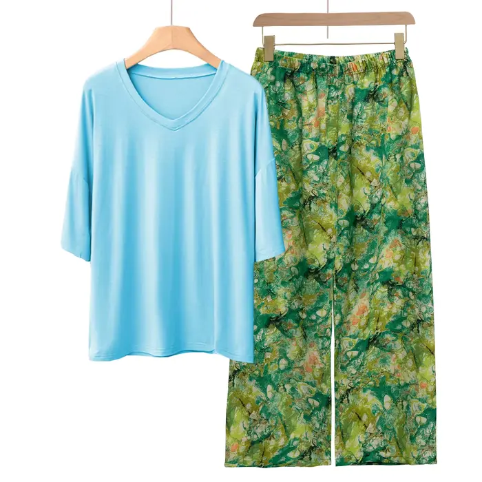 Ensemble de pyjamas imprimés neufs, vêtements décontractés en modal pour femmes, vêtements de maison, grande taille, pyjama confortable pour dormir, pyjamas pour femmes, vêtements de nuit