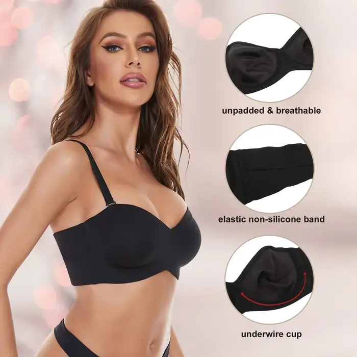 Soutien-gorge bandeau convertible sans bretelles antidérapant pour femmes taille B-G soutien complet invisible à armatures occassions spéciales jours quotidiens