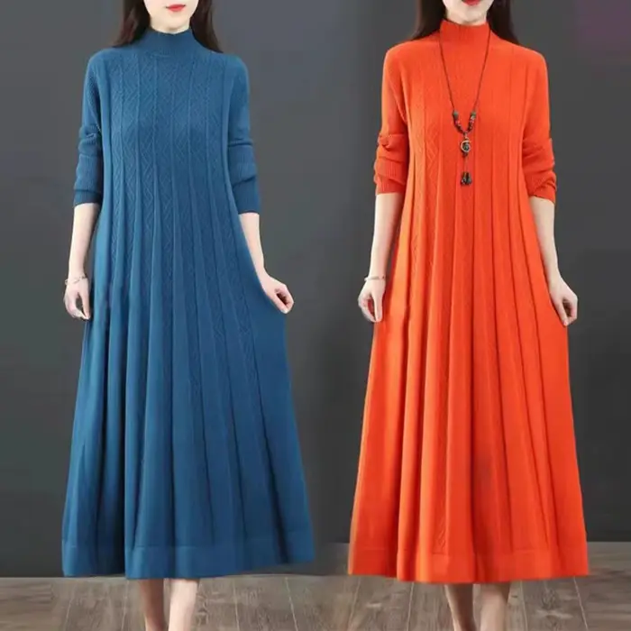 Robe longue en tricot pour mère âgée d'âge moyen, grande taille, couvrant le ventre, rétro, nouvelle