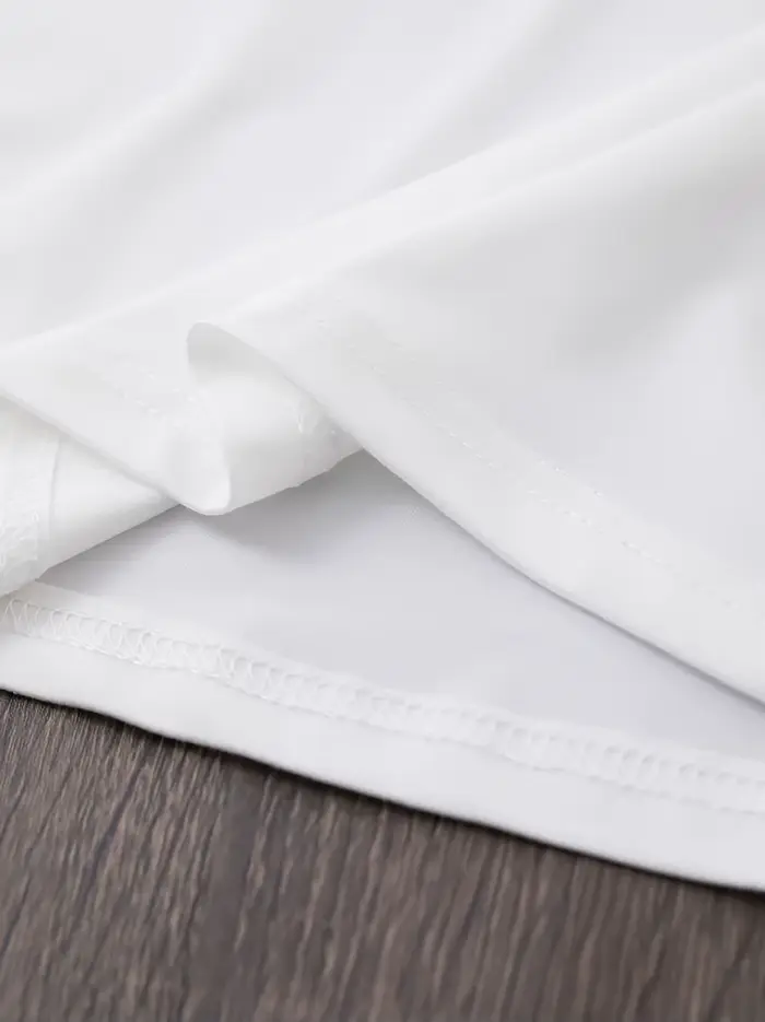 T-shirt d'été simple à manches courtes col rond, hauts confortables micro-extensibles pour l'école –