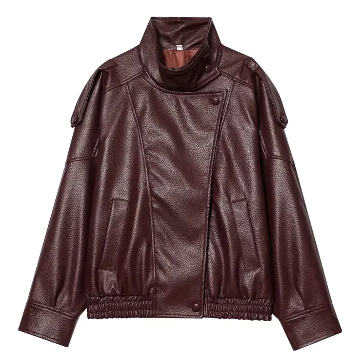 Veste femme noir veste en cuir Pu haut à manches longues femme automne 2025 nouveau en vestes et man