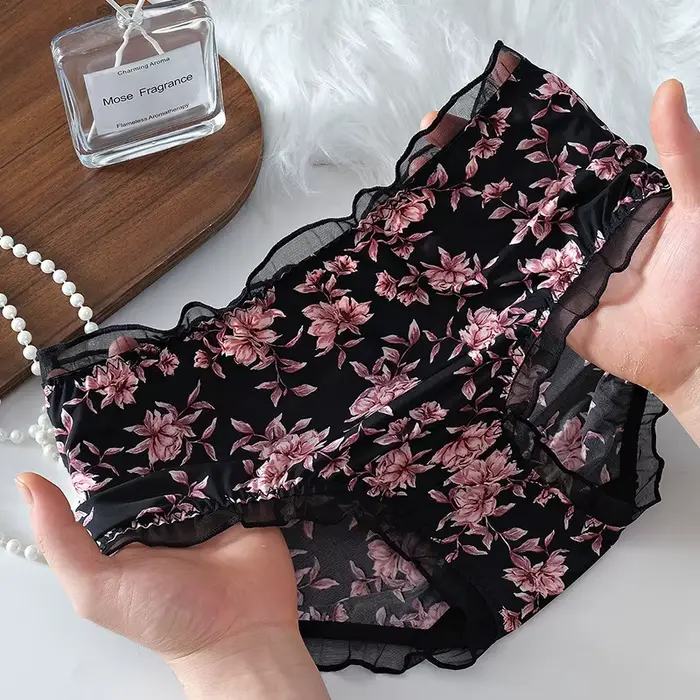 Silky Dámske čipka nohavičky, Plus veľkosť nohavičky, mlieko tlač, sexy, prehrabol, motýlik, elastický spodná bielizeň, Plus veľkosť