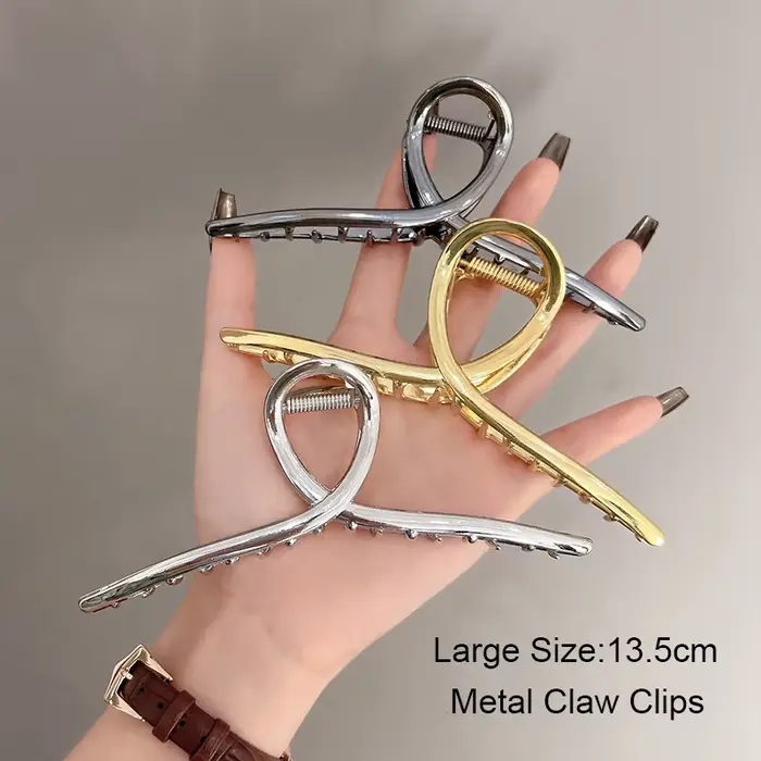 Pince à cheveux surdimensionnée en métal de 13.5cm, grande pince creuse, épingle à cheveux tendance,