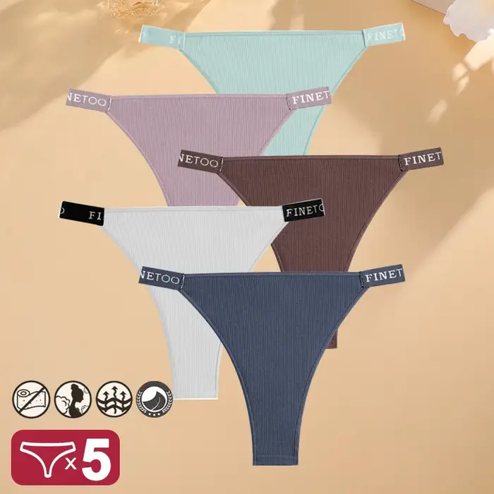 5 kusov/sada Sexy bavlnené nohavičky Finetoo s písmenom