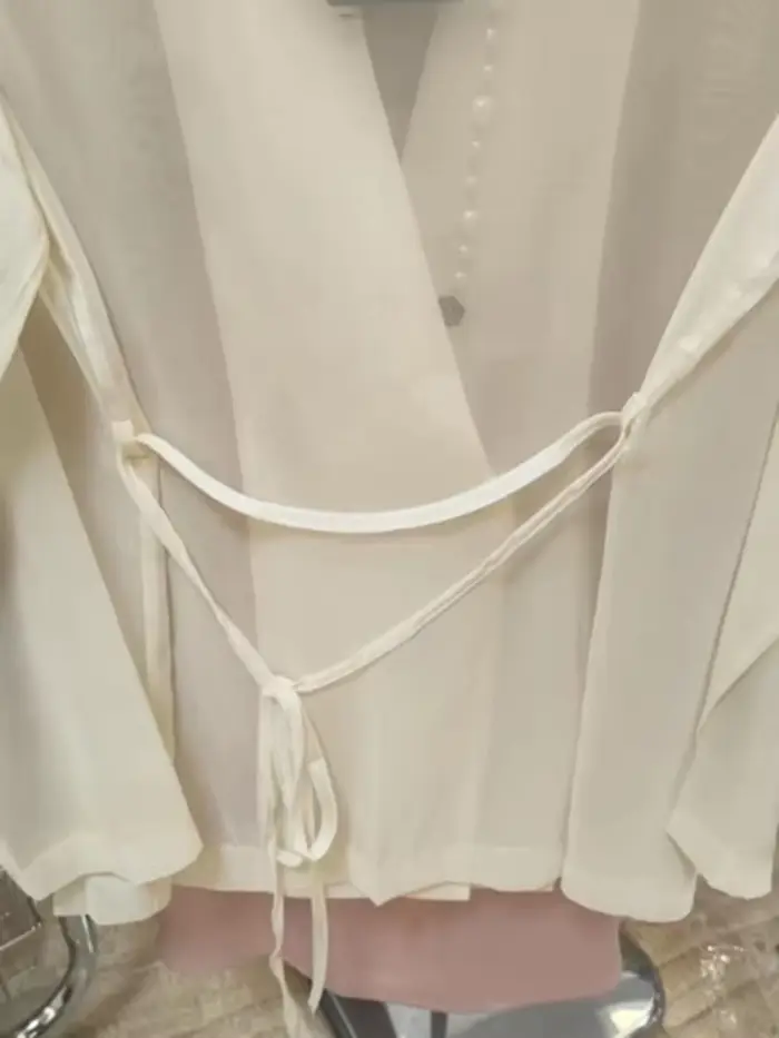 Blazers de bureau à lacets pour femmes, crème solaire, tempérament chic défini, doux, pur, cranté, m