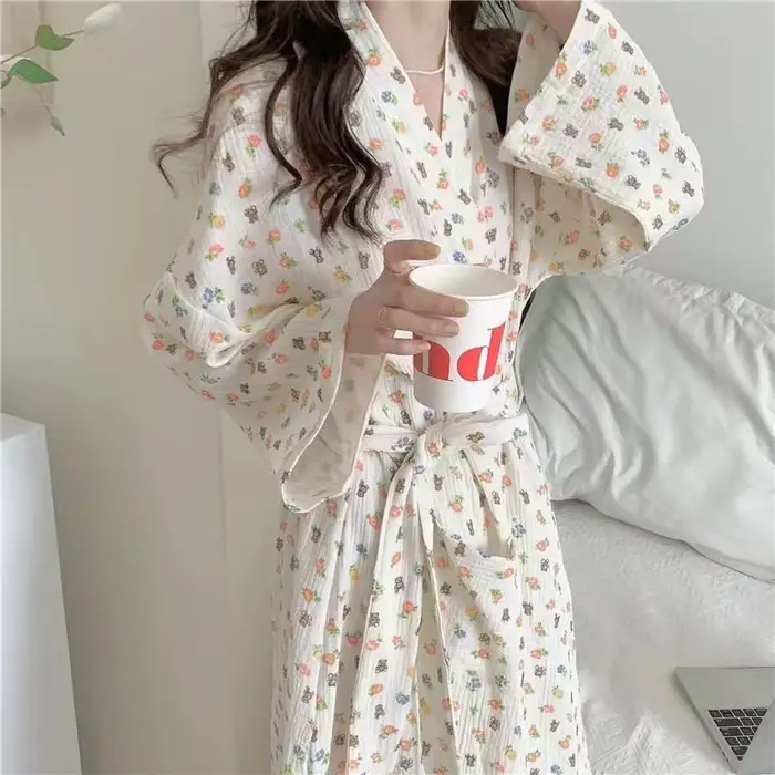 Nová dámska kimono róba s dlhým rukávom