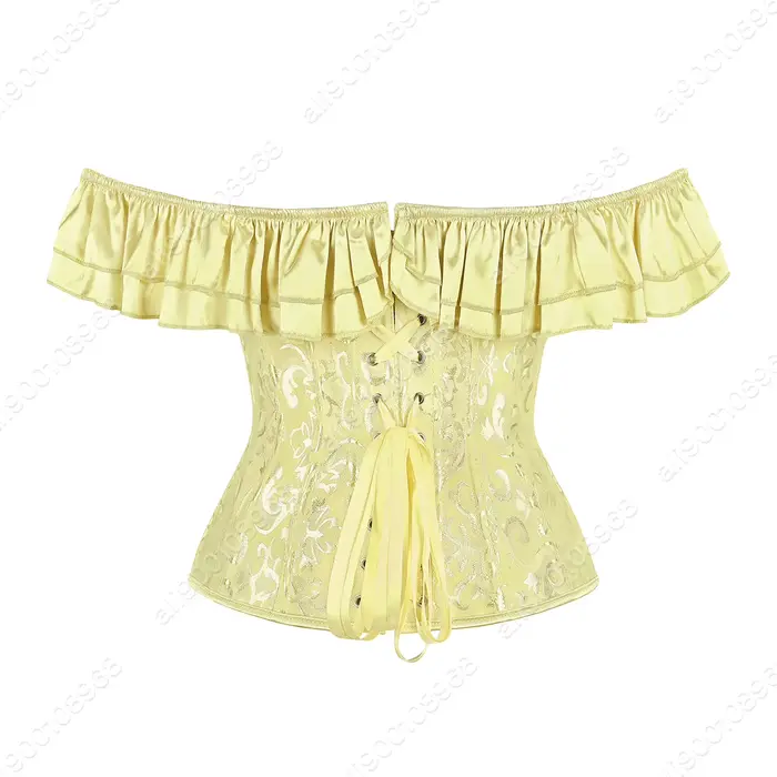 Corset vintage épaules dénudées en polyester avec dentelle pour femmes élégantes occasions spéciales