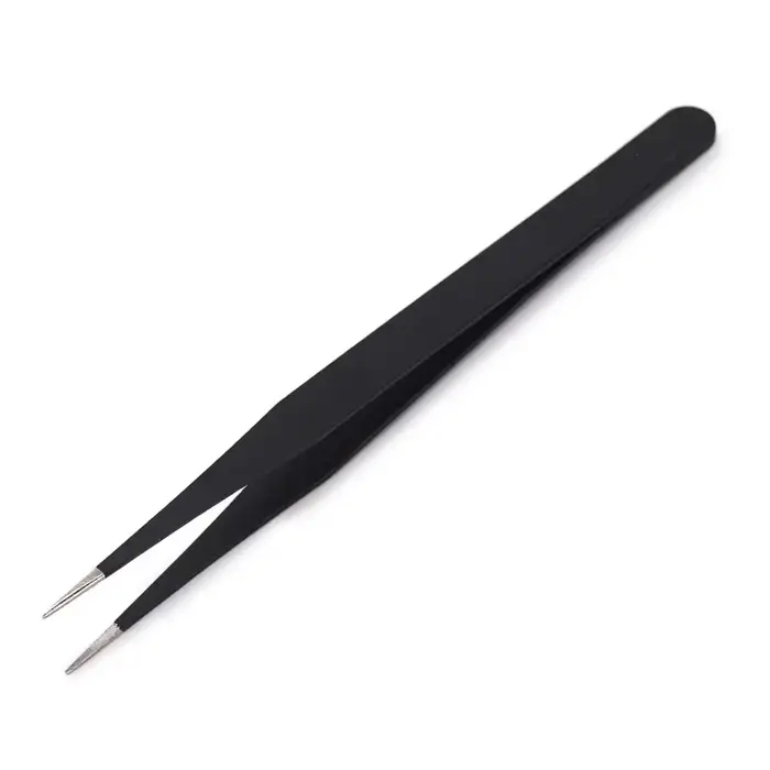 Pincettes antistatiques, pincettes noires de précision pour Nail Art et Extensions de cils, outils d