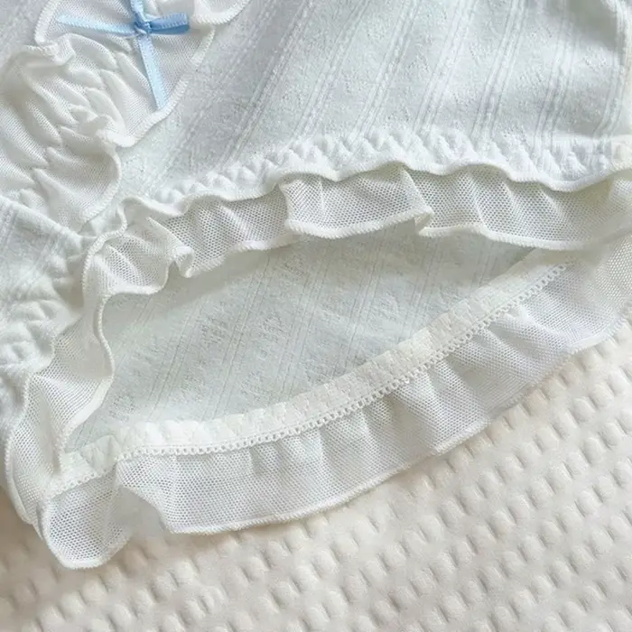 Culottes en polyester à volants et dentelle pour femmes, motif floral doux, confortables, taille mi-haute, occasions spéciales et cadeaux