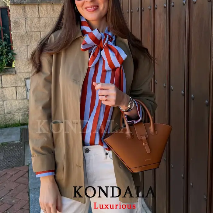 Kondala Vintage blúzka v polyestere s gombíkami pre ženy špeciálne príležitosti jarné leto