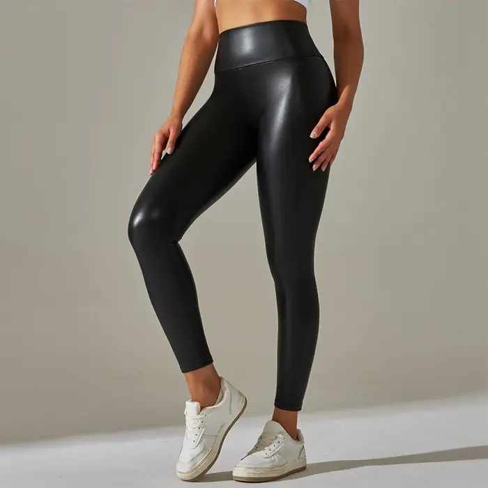 Leggings surdimensionnés pour femmes, pantalons en cuir PU taille haute, serrés et Sexy, pantalons d