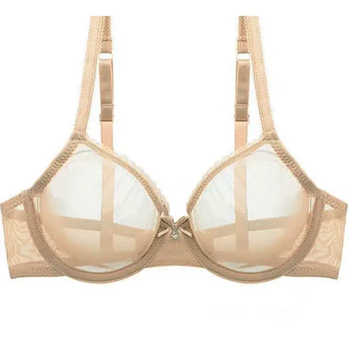 Nové ženy podprsenka dutá priesvitná sexy gázová sieťka transparentná ultra tenká