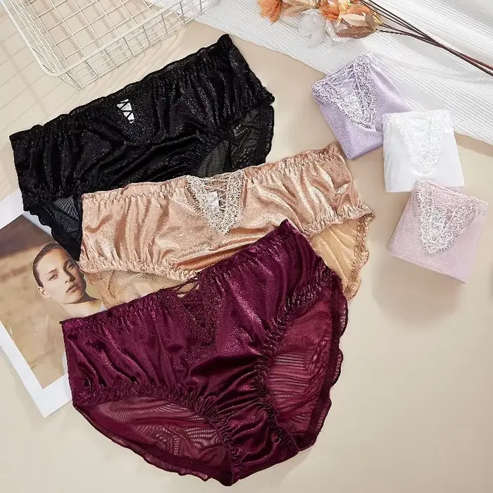 Hodvábny saténový sexy ženský nohavičkový špičkový slip