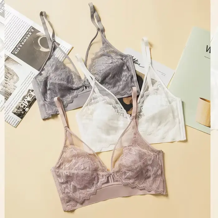 Soutien-gorge Push Up en dentelle pour femmes, sous-vêtements en V profond, brassière sans fil, bonnet A B, dos de beauté, bonnet 3/4, Lingerie fine et Sexy