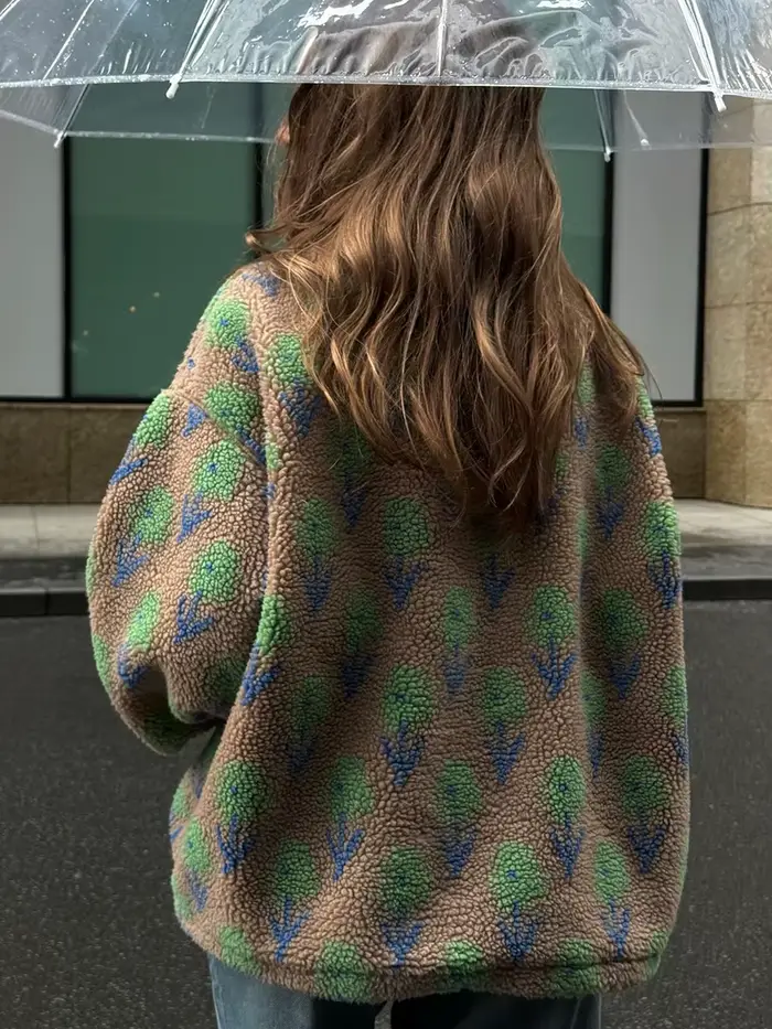 Bornladies femmes automne hiver nouveau polaire Jacquard sweat demi fermeture éclair sweat à capuche
