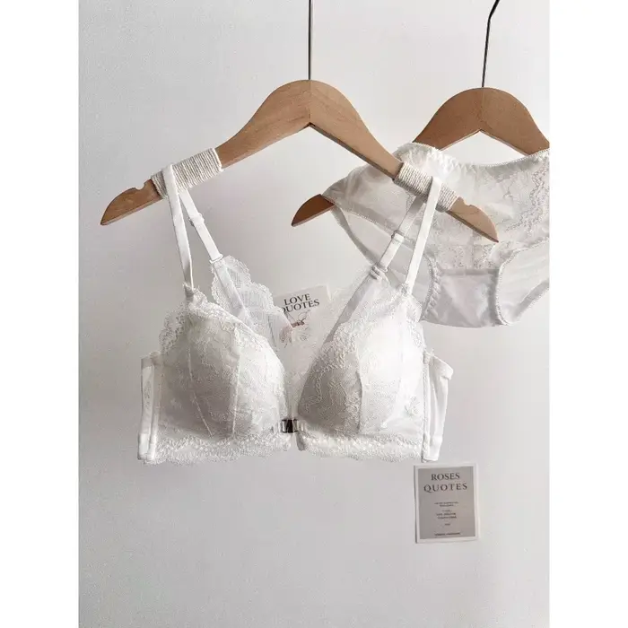 Dámske čipky podprsenka Set s malým hrudníkom, predné uzavretie, bez kostic, elegantný späť, Push-up, spodná bielizeň Soft pre každý deň, veľkosť 32-38AB