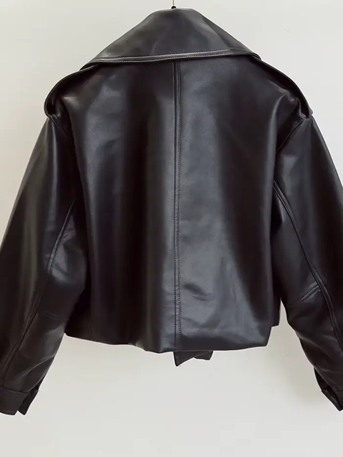 FTLZZ motocyklová bunda z imitácie kože pre ženy