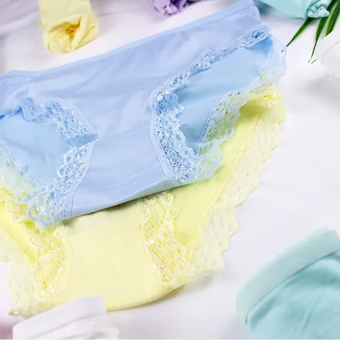 Sexy čipky a bavlnené nohavičky pre ženy, spodná bielizeň pevný, nízky pás, roztomilý, XL