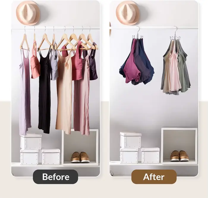 Cintre pour Débardeurs et Soutiens-Gorge en Acier Inoxydable 360° Rotatif Compact pour Organisation de Garde-Robe Occasions Spéciales