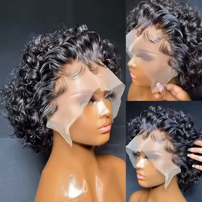 Perruque Pixie Courte Cheveux Humains Brésiliens Bouclés Élégantes Occasions Spéciales Doralia