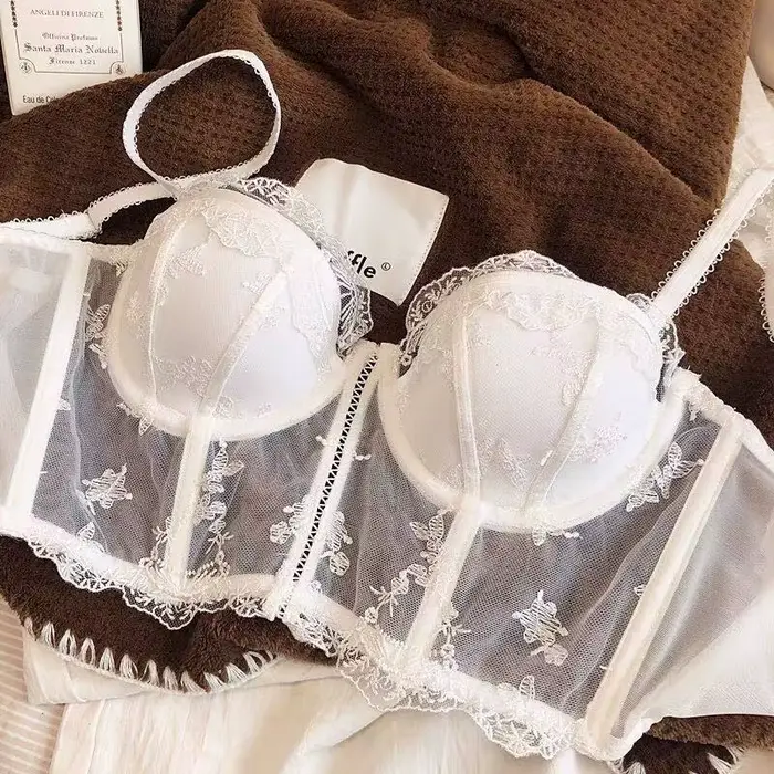 Dlhá podprsenka z vyšívanej čipky tri štvrtiny sexy opláštenie galbant pre ženy špeciálne príležitosti spodná bielizeň francúzsky retro