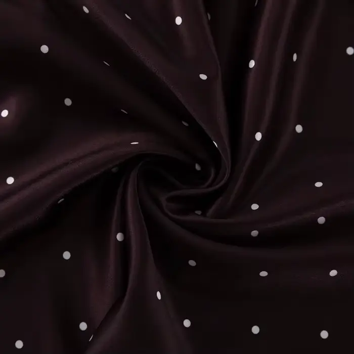 Ensemble jupe deux pièces en Satin imprimé à pois, chemise à manches longues à lacets + jupe mi-long