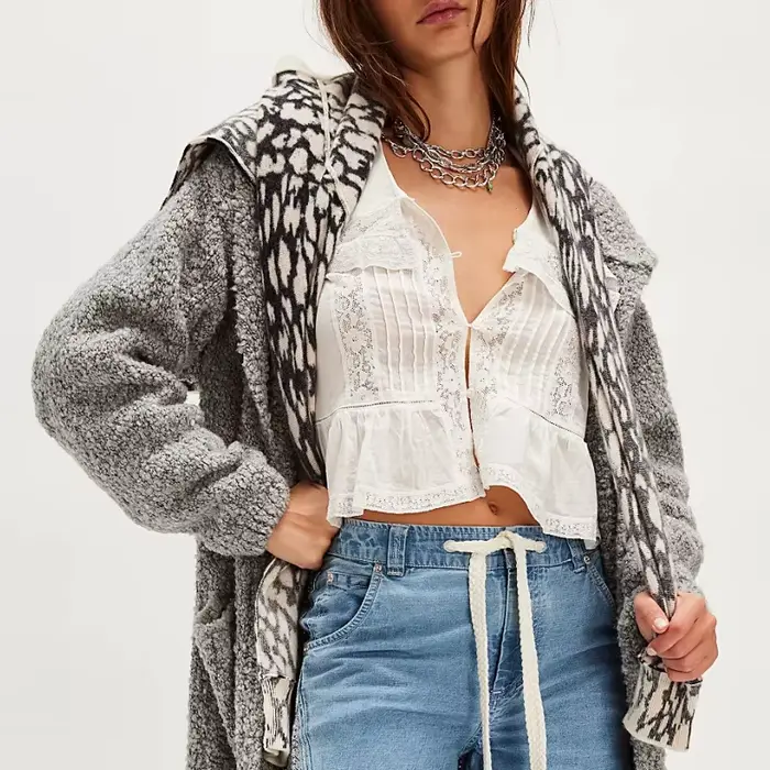Chemises de plage en dentelle transparente pour femmes, style Boho, boutonné, à volants, manches cou