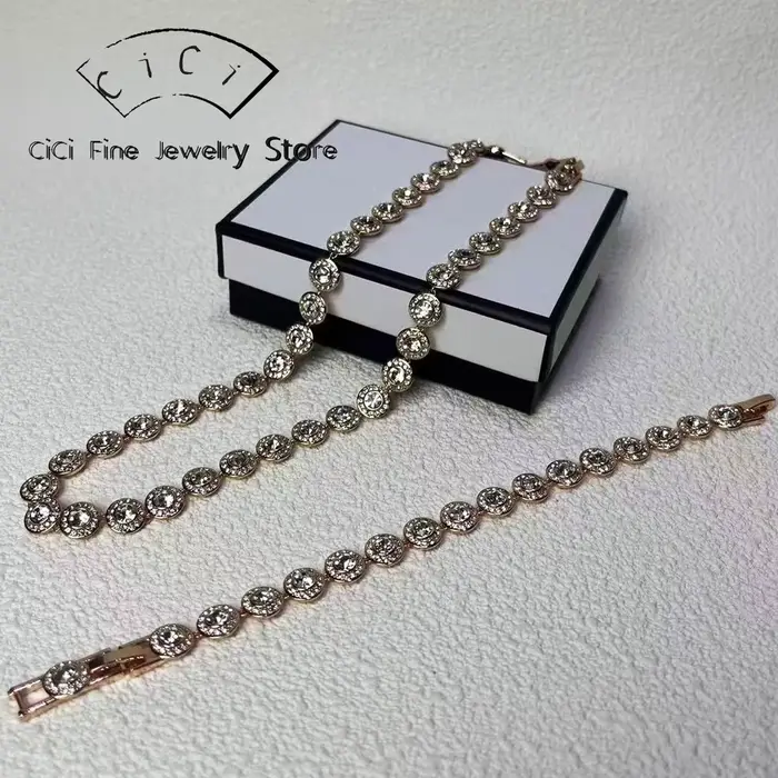 Ensemble de bijoux ronds en cristal, goutte d'eau, haute, à la mode, éblouissant, Bracelet, boucle d