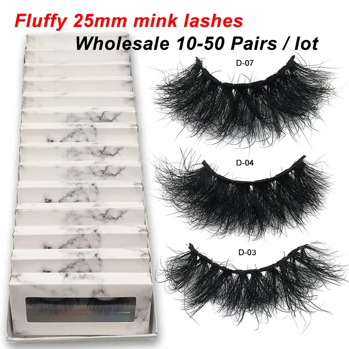 RED SIREN – faux cils en vison pelucheux, épais et longs, avec boîte, pour maquillage, 25mm, 10 à 50